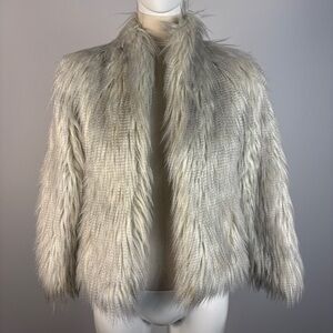 Abercrombie Youth Gray Faux Fur Jacket Shaggy Soft Cozy M